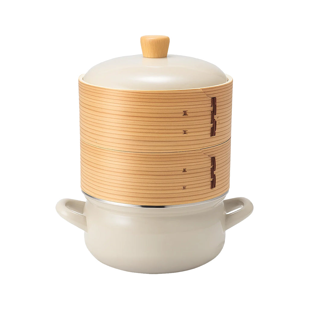 富士ホーロー せいろ付きホーロー鍋 1段 2段 セット 18cm IH ガス火