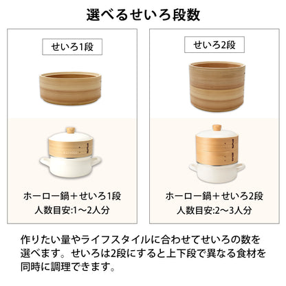 富士ホーロー せいろ付きホーロー鍋 1段 2段 セット 18cm IH ガス火