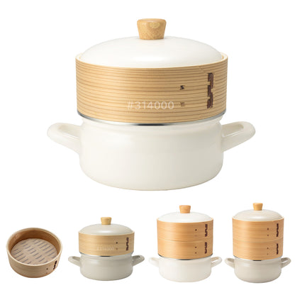 富士ホーロー せいろ付きホーロー鍋 1段 2段 セット 18cm IH ガス火