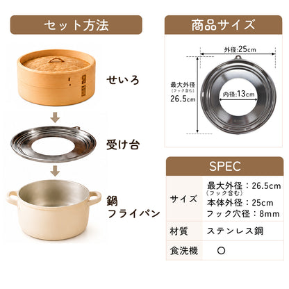 icokka せいろ用 ステンレス 受け台 25cm