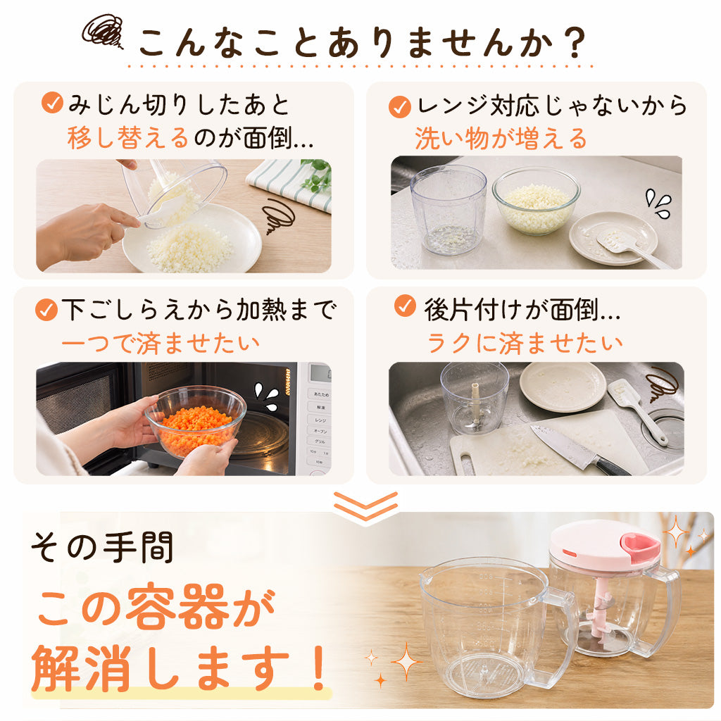 【電子レンジ対応 / レシピ付】ぶんぶんチョッパー専用容器 900ml