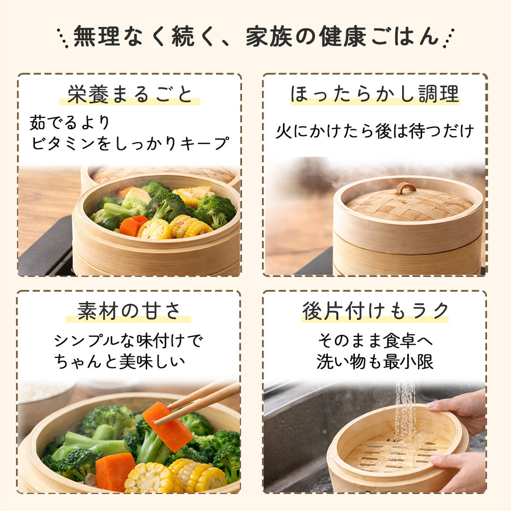 icokka せいろ 15cm 18cm 23cm 25cm 2段 セット 高さ調整輪付き ステンレス受け台